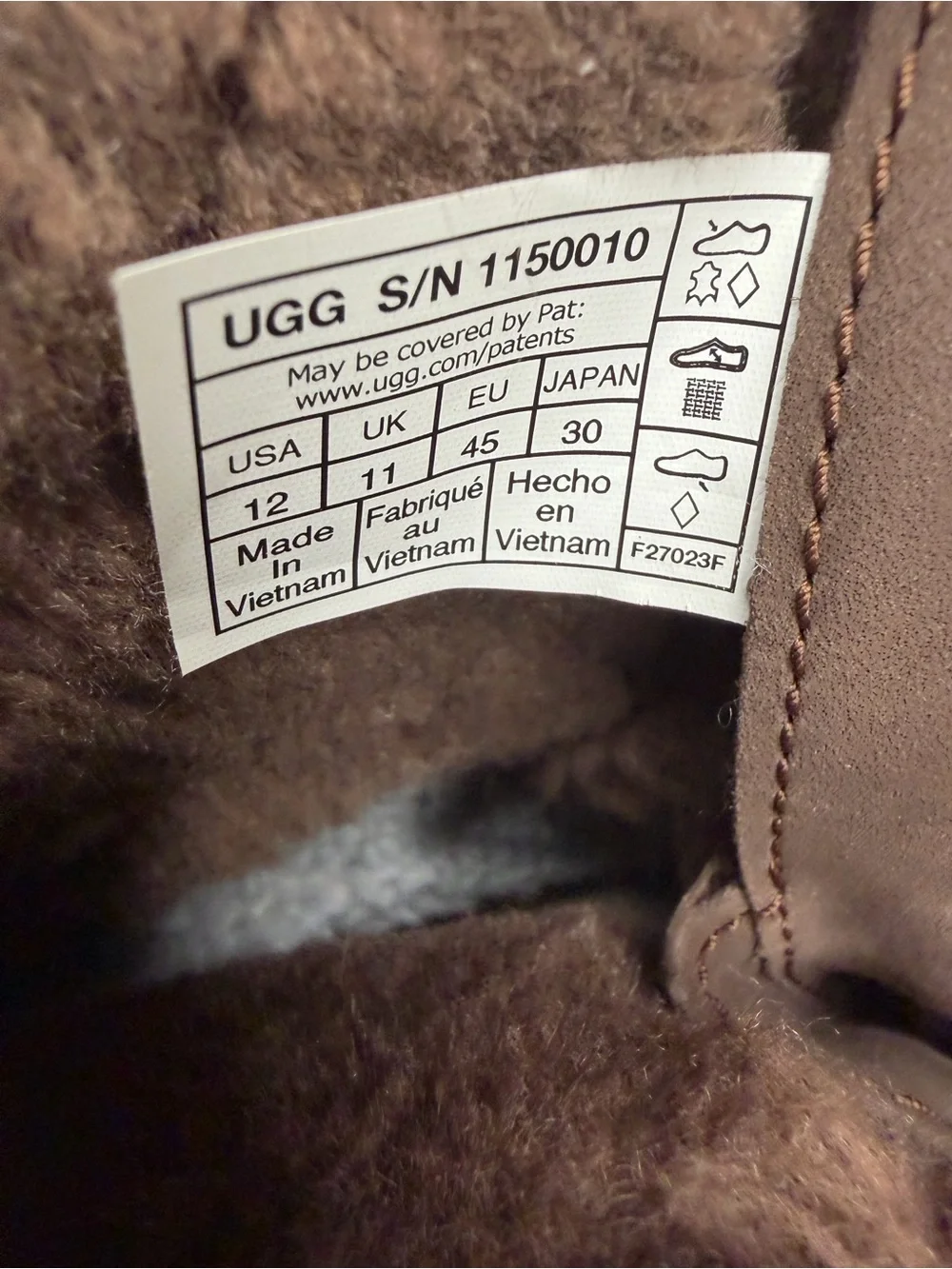 UGG Men’s Butte Logo Waterproof Boots Brown Men’s Size 12 Shearling Vibram Like